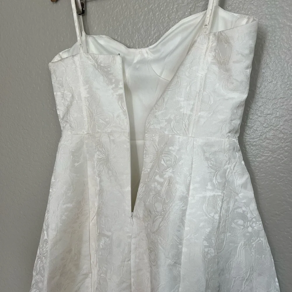 NWOT Meet for Tea Off White Jacquard Bustier Midi Dress With Pockets_6